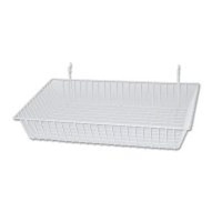 Slat Panel Small Wire Basket - White