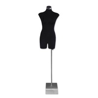 Female Fabric Torso with Metal Top and Base - Black