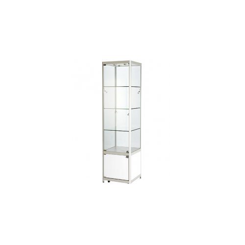 Assembled Tower Glass Display Showcase With Storage 500mm x 500mm x 1980mm